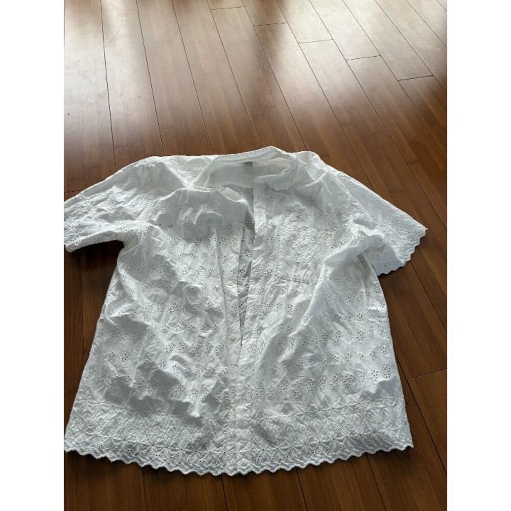 Gap x Doen White Button-Down Eyelet Button Up Shirt Large - Picture 2 of 7
